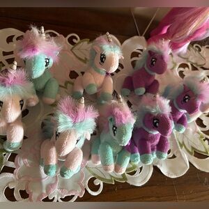 Miniature Soft Plush Unicorn Set of 9 Bendable & Poseable Pre-Owned